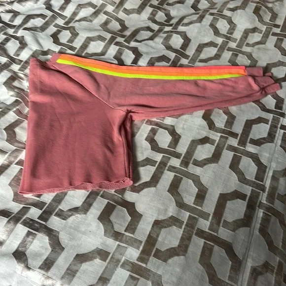 Aviator Nation Pink 5 Stripe Neon Crop Sweatshirt L NWOT Retired Style